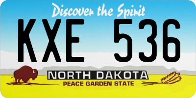 ND license plate KXE536