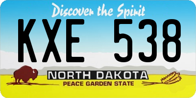 ND license plate KXE538