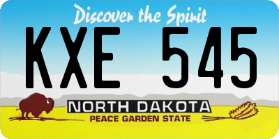 ND license plate KXE545