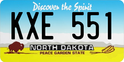 ND license plate KXE551
