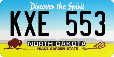 ND license plate KXE553