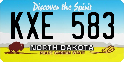 ND license plate KXE583