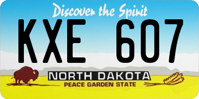ND license plate KXE607