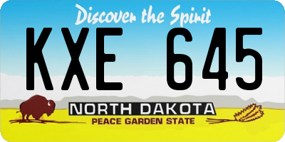 ND license plate KXE645