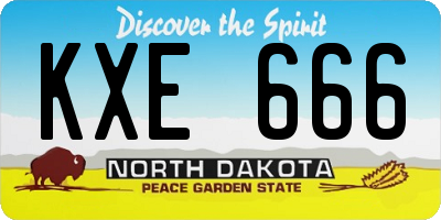 ND license plate KXE666