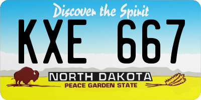 ND license plate KXE667