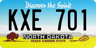 ND license plate KXE701