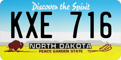 ND license plate KXE716