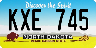 ND license plate KXE745