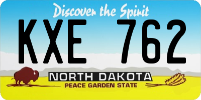 ND license plate KXE762