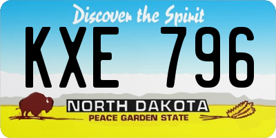 ND license plate KXE796