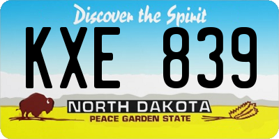 ND license plate KXE839