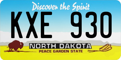ND license plate KXE930