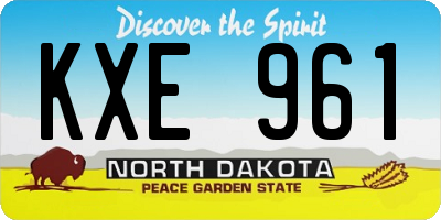 ND license plate KXE961