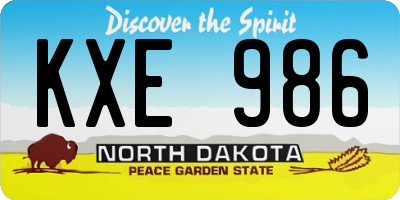 ND license plate KXE986