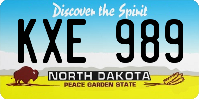 ND license plate KXE989