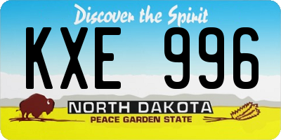 ND license plate KXE996