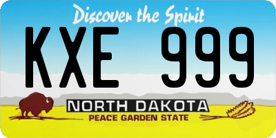 ND license plate KXE999