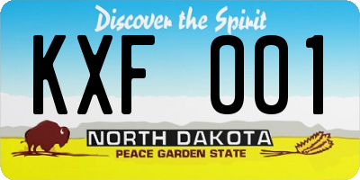ND license plate KXF001