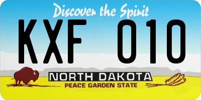 ND license plate KXF010