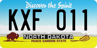 ND license plate KXF011