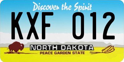 ND license plate KXF012