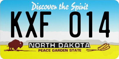 ND license plate KXF014