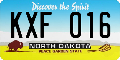 ND license plate KXF016