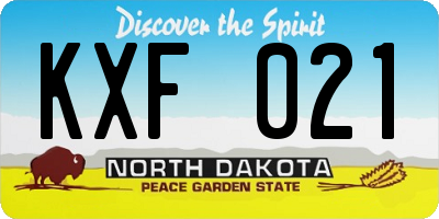ND license plate KXF021