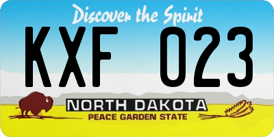 ND license plate KXF023