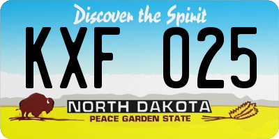 ND license plate KXF025