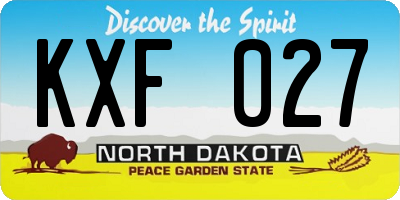 ND license plate KXF027