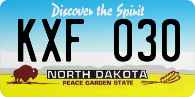 ND license plate KXF030