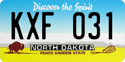 ND license plate KXF031