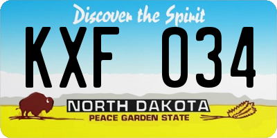 ND license plate KXF034