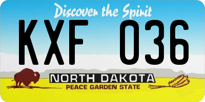 ND license plate KXF036