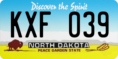 ND license plate KXF039