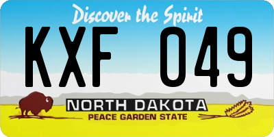 ND license plate KXF049