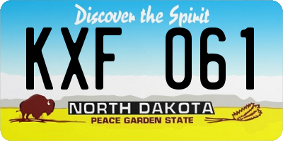 ND license plate KXF061