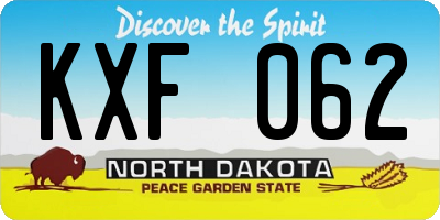 ND license plate KXF062