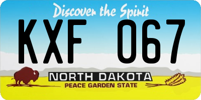 ND license plate KXF067