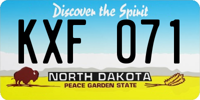 ND license plate KXF071