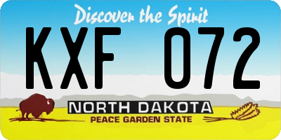 ND license plate KXF072