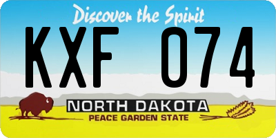ND license plate KXF074