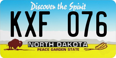 ND license plate KXF076
