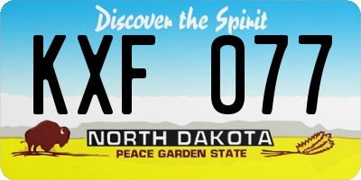 ND license plate KXF077
