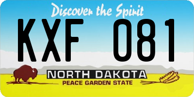 ND license plate KXF081