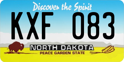 ND license plate KXF083