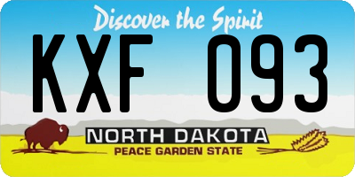 ND license plate KXF093