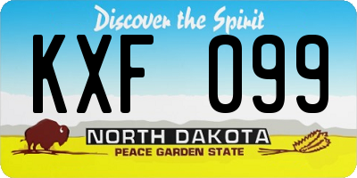ND license plate KXF099